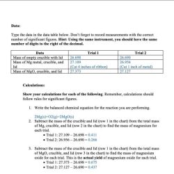 Limiting reactant lab answer key