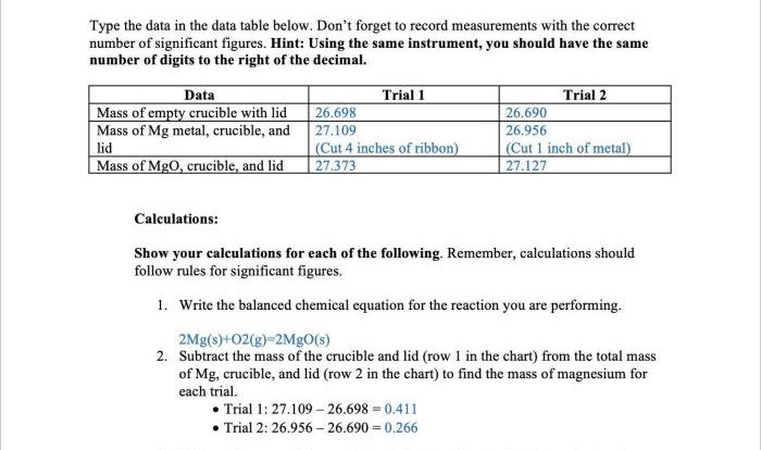 Limiting reactant lab answer key