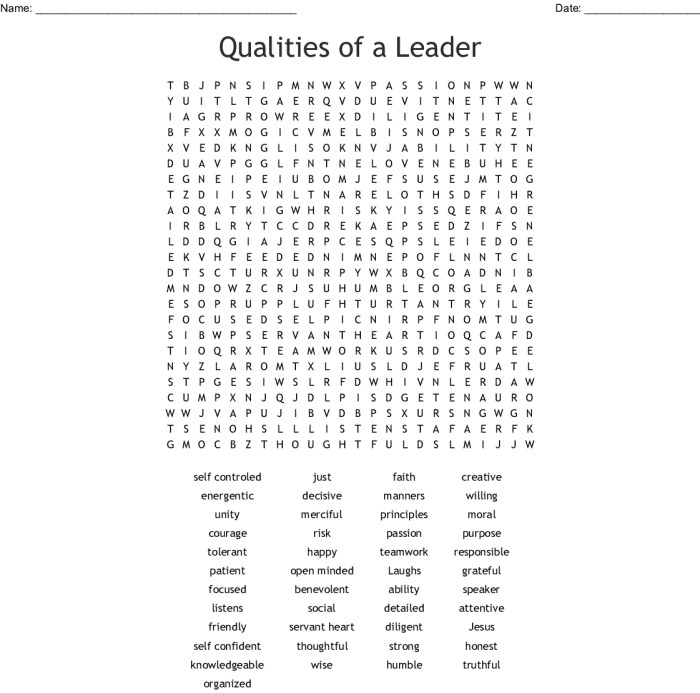 Leadership word search answer key