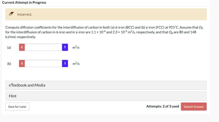 Compute diffusion coefficients for the interdiffusion of carbon