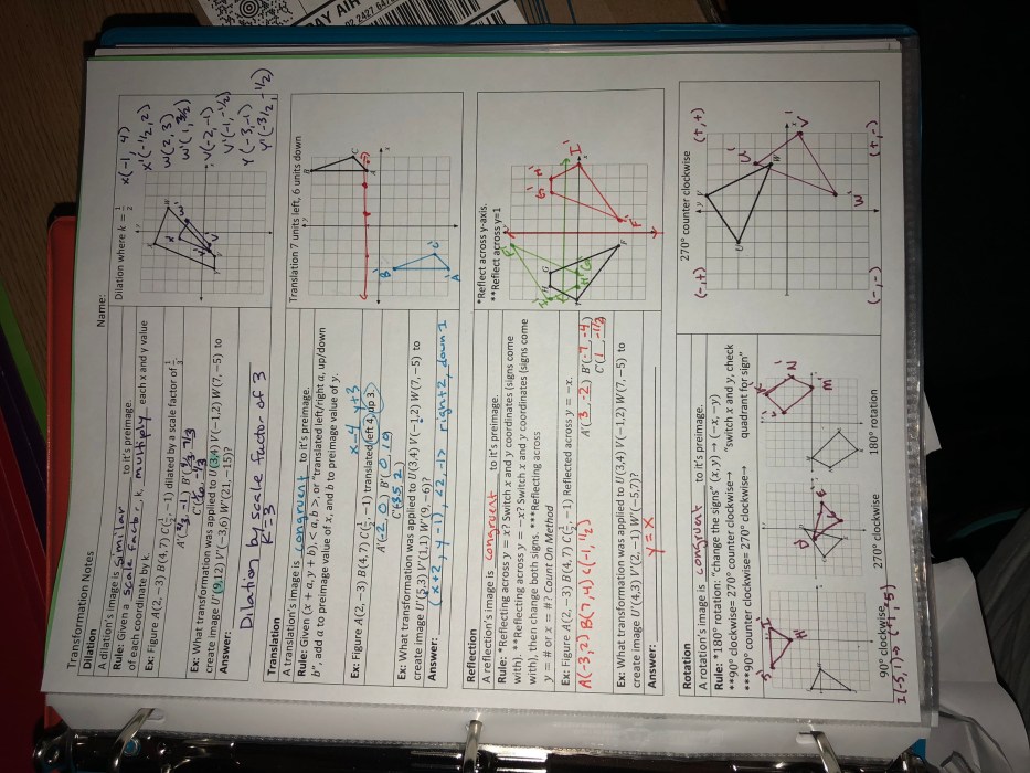 Transformations common core geometry homework answer key