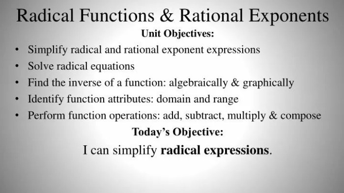 Radical functions and rational exponents unit test